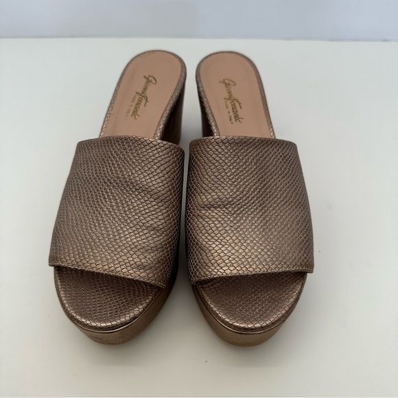 Gianni Ferrante Italian Gold Summer Platform Wedge Slide Sandal Size 38 - Picture 5 of 16